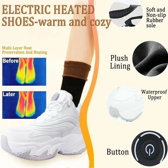Heated Sneakers for Women - Rechargeable Electric Heated Shoes w/ 3 settings - Picture 6 of 6